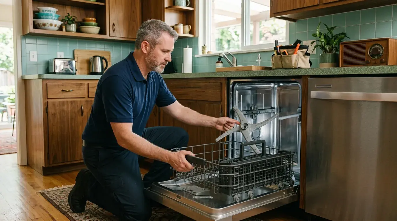 dishwasher repair garland - licensed Dishwasher Repair Frisco technician performing appliance repair diagnostics in a Garland, TX kitchen