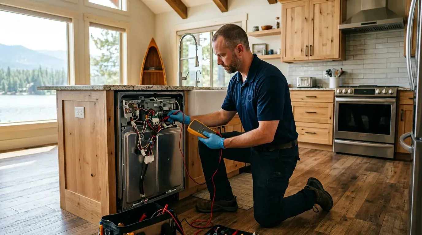 dishwasher repair lewisville - licensed Dishwasher Repair Frisco technician performing appliance repair diagnostics in a Lewisville, TX kitchen